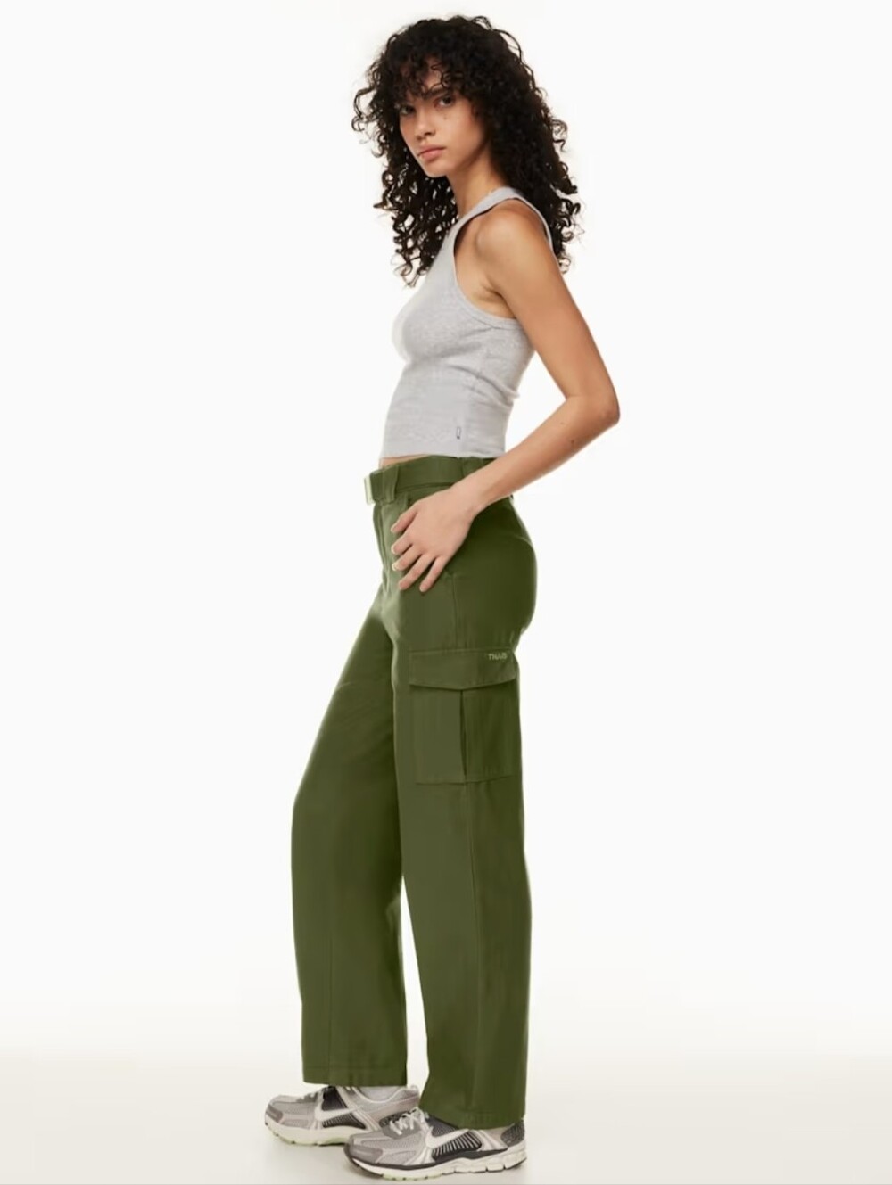 Aritzia TNA Cadet Cargo Pant High Rise Olive Utility Webbing Belt 100% Cotton S - Picture 8 of 13